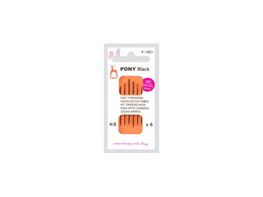 Set of self-threading needles - Pony - Black, size 4-8, 6 pcs.
