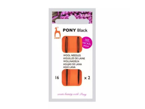 Set of wool needles - Pony - Black, size 16, 2 pcs.