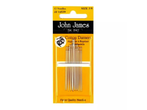 Zestaw igieł do cerowania bawełną - John James - rozmiar 3-9, 12 szt.