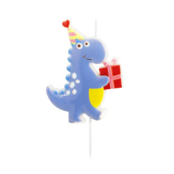Świeczka urodzinowa Dinozaur z prezentem - 9,7 cm