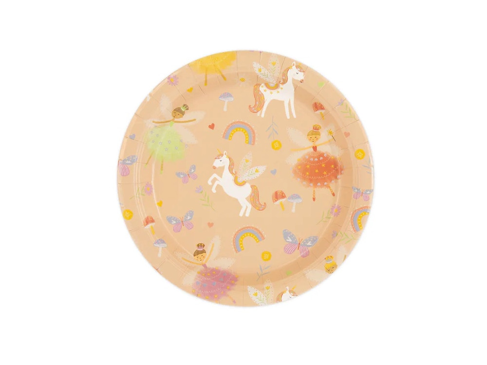 Paper plates, Unicorns and Princesses - 18 cm, 6 pcs.