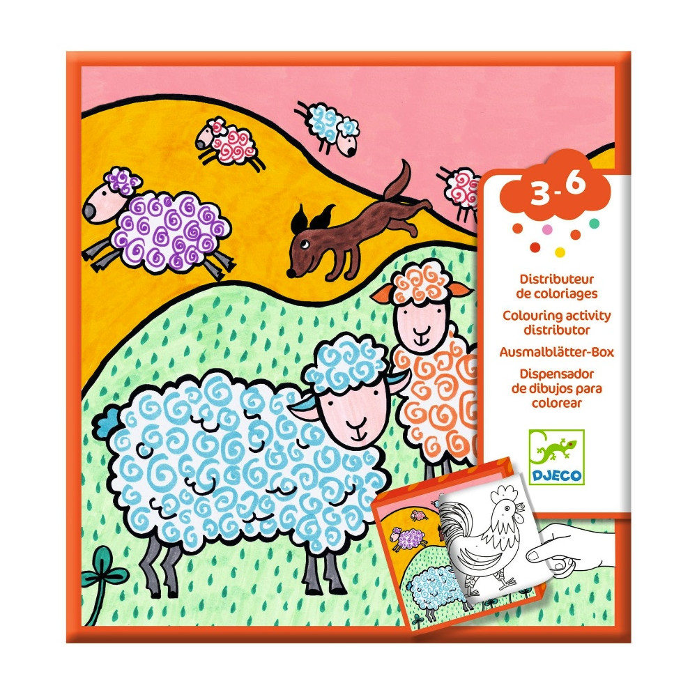 Set of coloring sheets with games Farm - Djeco - 10 pcs.
