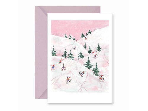 Greeting card - Muska - Skiers, A6