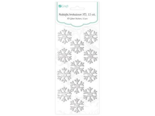 3D Glitter Stickers - Snowflakes, 12 pcs