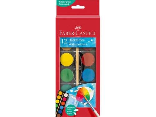 Zestaw szkolnych farb akwarelowych - Faber-Castell - duże, 12 kolorów