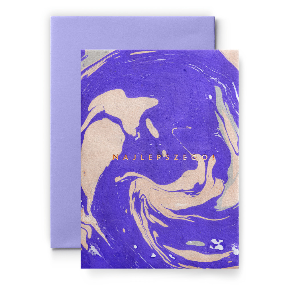 Kartka okolicznościowa Najlepszego - Suska & Kabsch - marble fioletowa, 15,4 x 11 cm