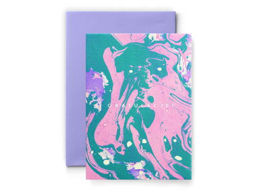 Greeting card - Suska & Kabsch - marble turquoise, 15,4 x 11 cm