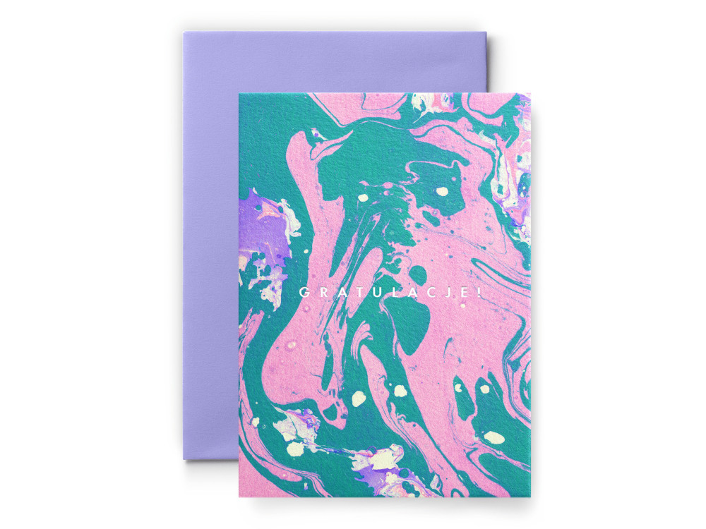 Greeting card - Suska & Kabsch - marble turquoise, 15,4 x 11 cm