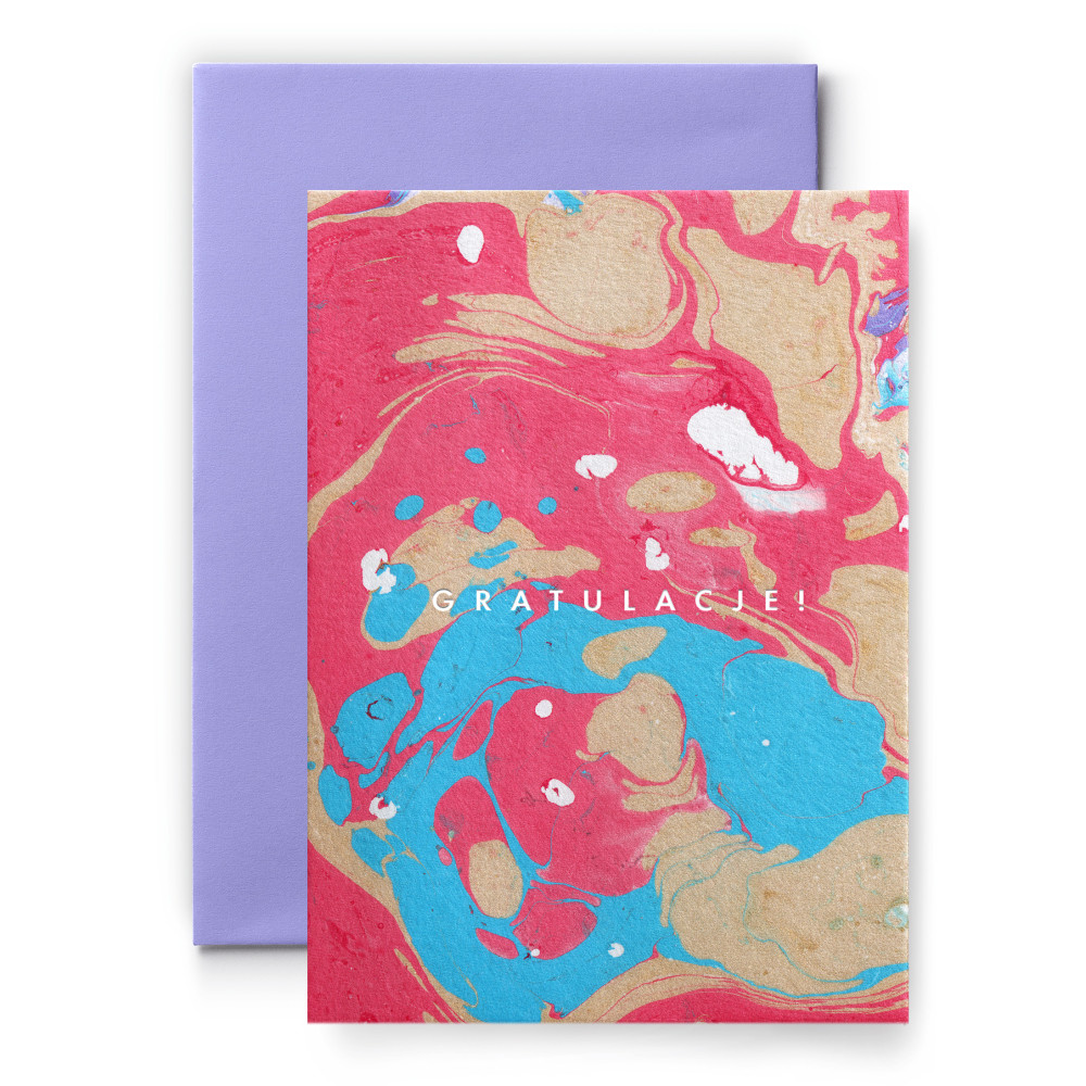 Kartka okolicznościowa Gratulacje - Suska & Kabsch - marble różowa, 15,4 x 11 cm