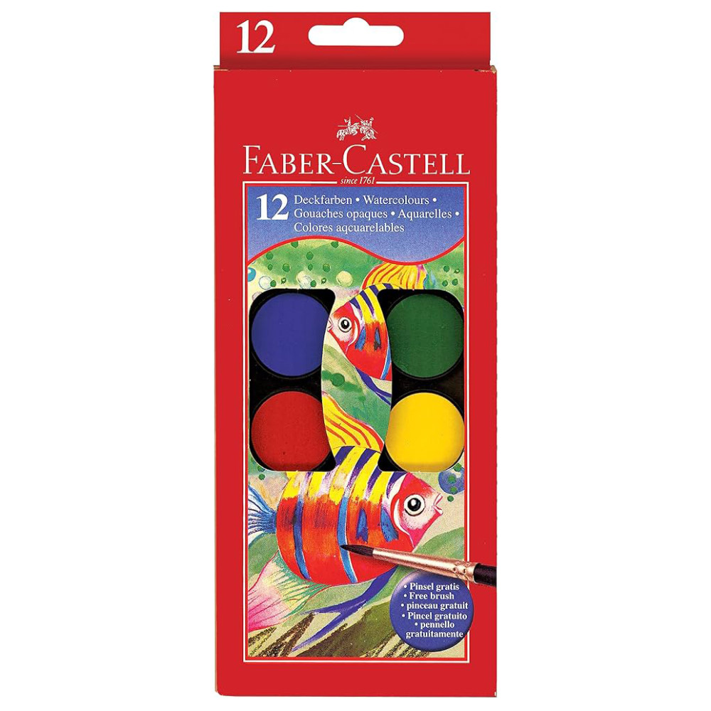 Set of school watercolor paints - Faber-Castell - big, 12 colors