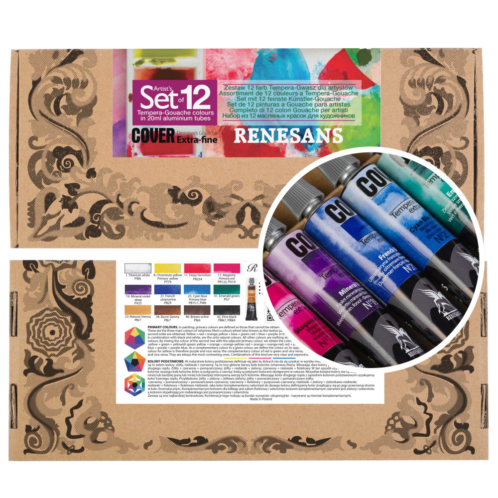 Set of Tempera Gouache Cover paints - Renesans - 12 x 20 ml