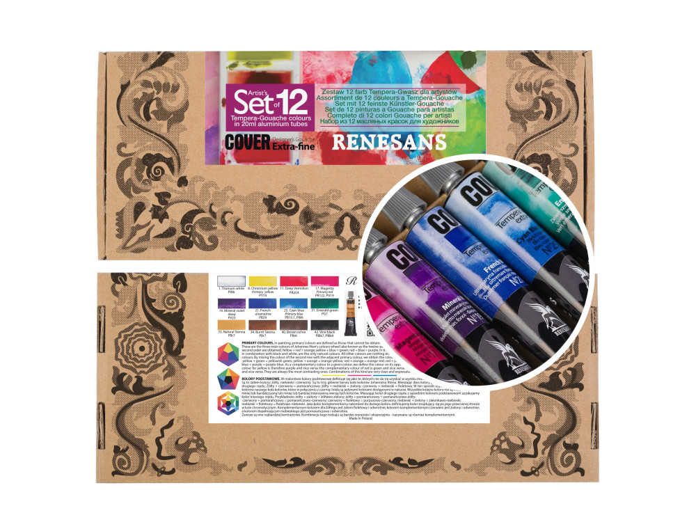 Set of Tempera Gouache Cover paints - Renesans - 12 x 20 ml