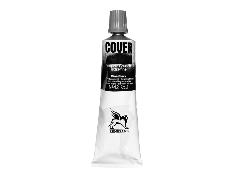 Tempera Gouache Cover - Renesans - 42, Vine Black, 60 ml