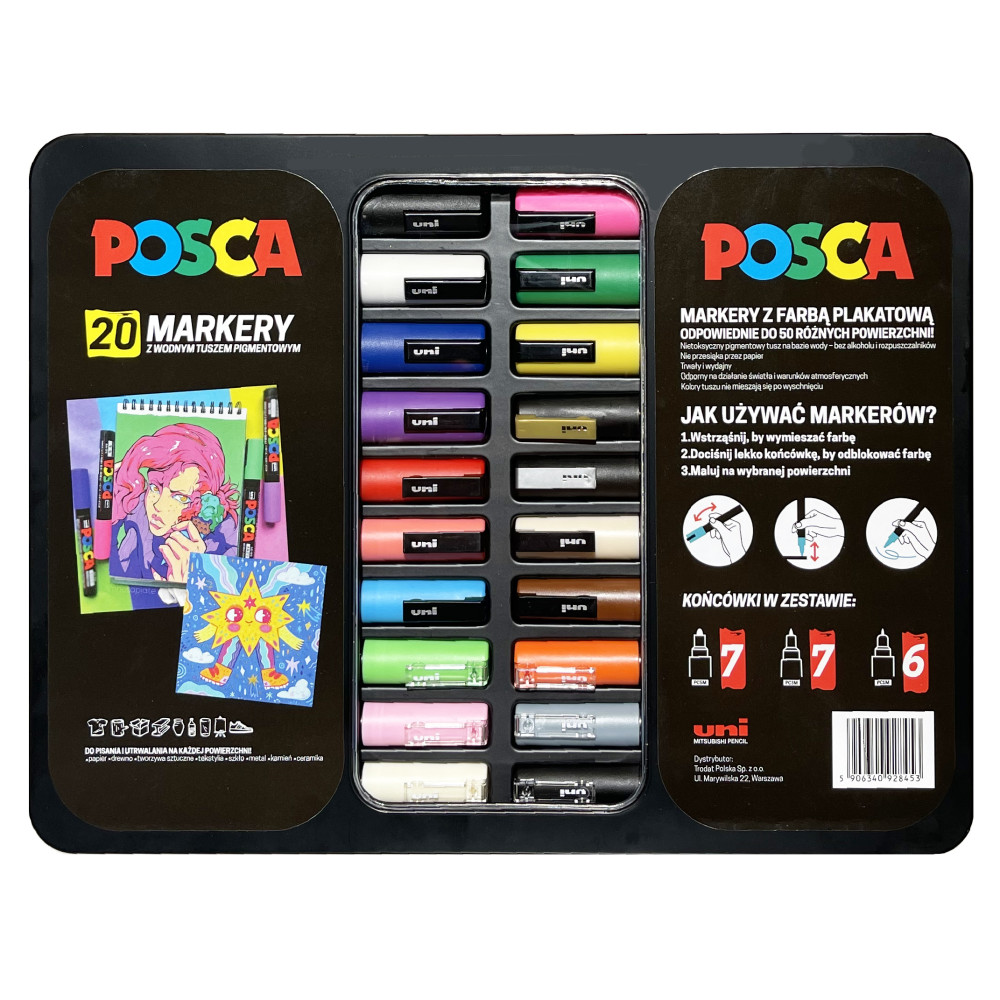 Set of Posca Paint Markers Pen PC-5M - Uni - 20 pcs.