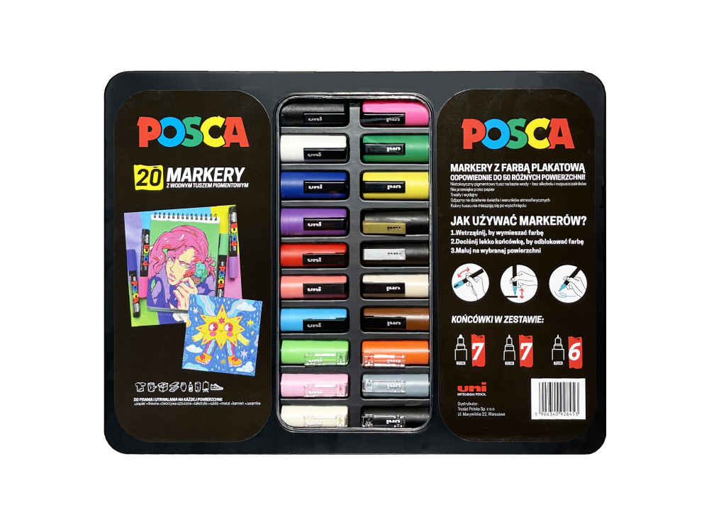 POSCA Desk Set Art Paint Marker Pens Various Colours Christmas Gift Art Sets  Drawing, Canvas, Metal, Terracotta, Paper, Wood Markers 
