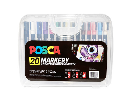 Zestaw markerów Posca w plastikowej walizce - Uni - 20 szt.