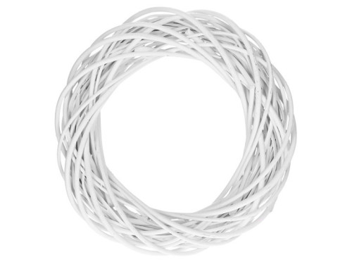 Wianek pleciony, wiklinowy, baza do stroików - biały, 20 cm