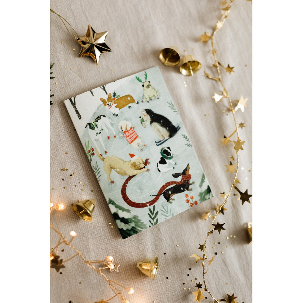 Greeting card - Cudowianki - Christmas doggies, 12 x 17 cm