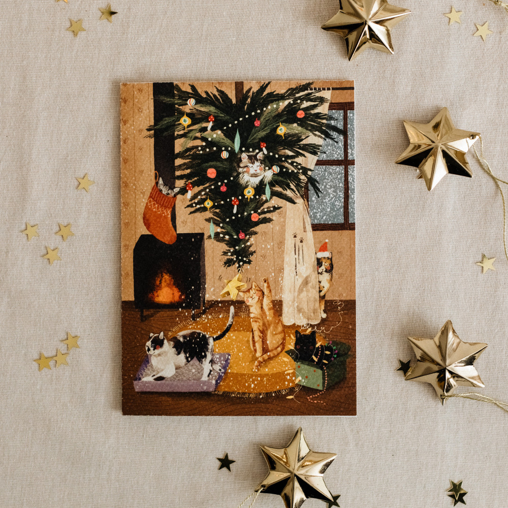 Greeting card 12 x 17 cm - Cudowianki - Christmas Cats
