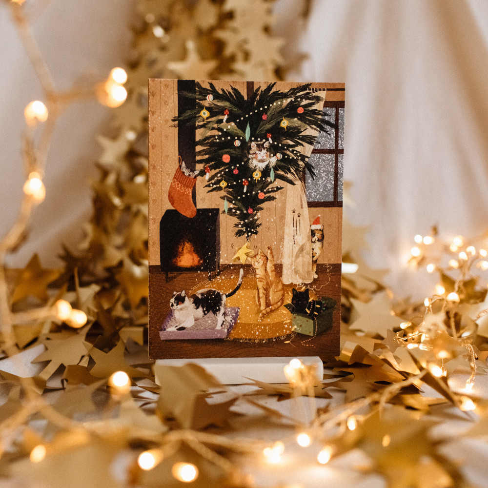 Greeting card 12 x 17 cm - Cudowianki - Christmas Cats