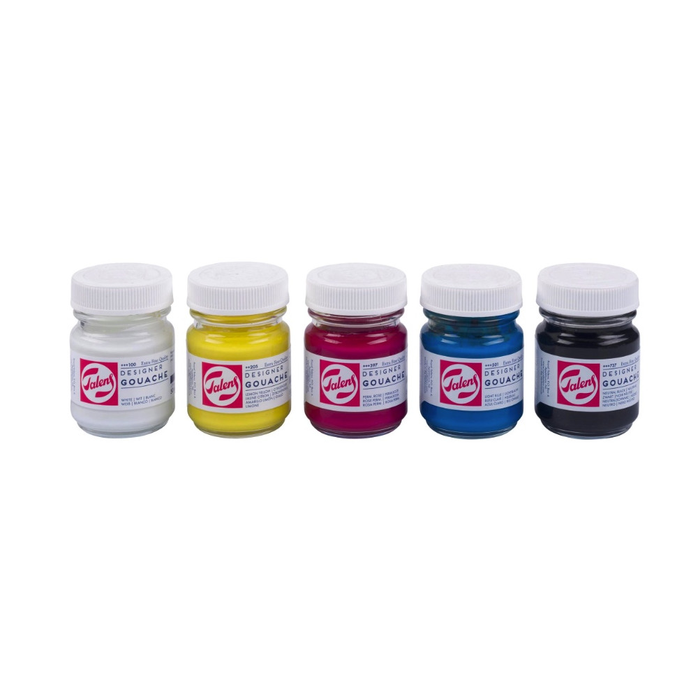 Set of Designer gouache paints in jars - Royal Talens - 5 colors x 50 ml