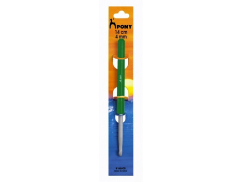 Teflon-coated crochet hook with plastic handle - Pony - 4 mm, 14 cm