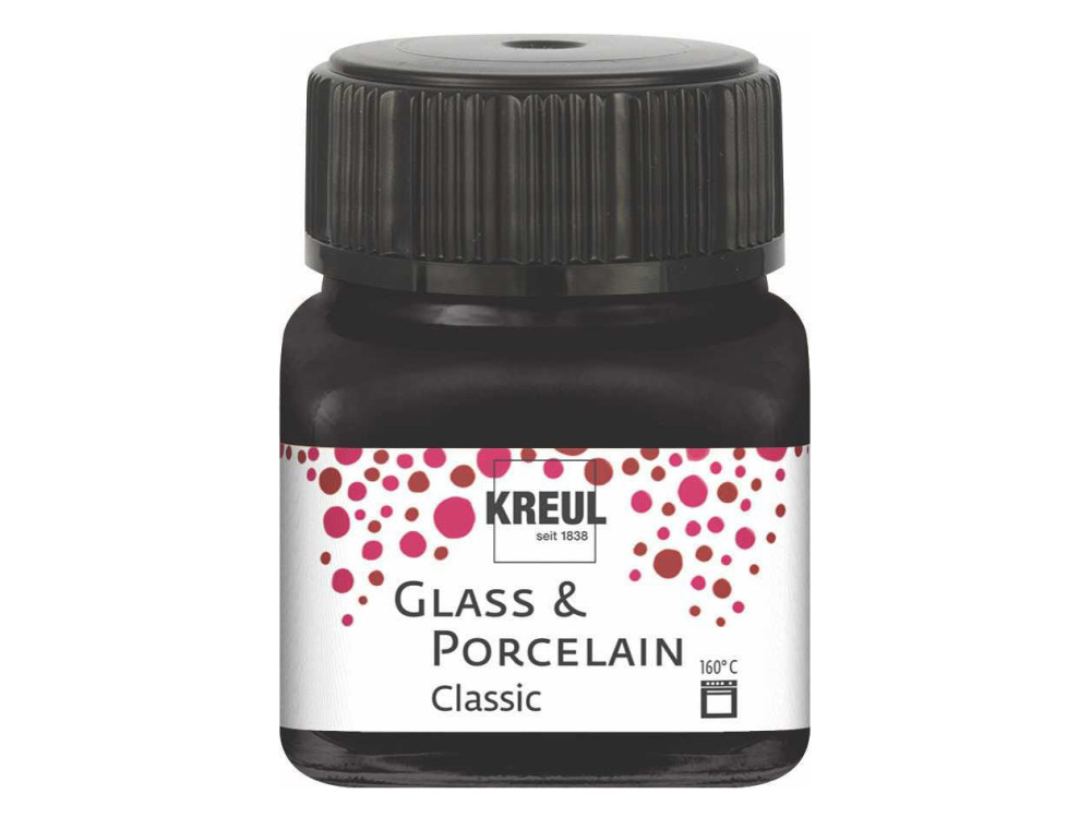 Farba do szkła i porcelany Classic - Kreul - Black, 20 ml