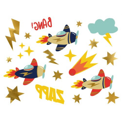 Airplanes temporary tattoos for kids - 11 pcs.