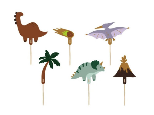 Cupcakes toppers Dinosaurs - 8-12 cm, 6 pcs.