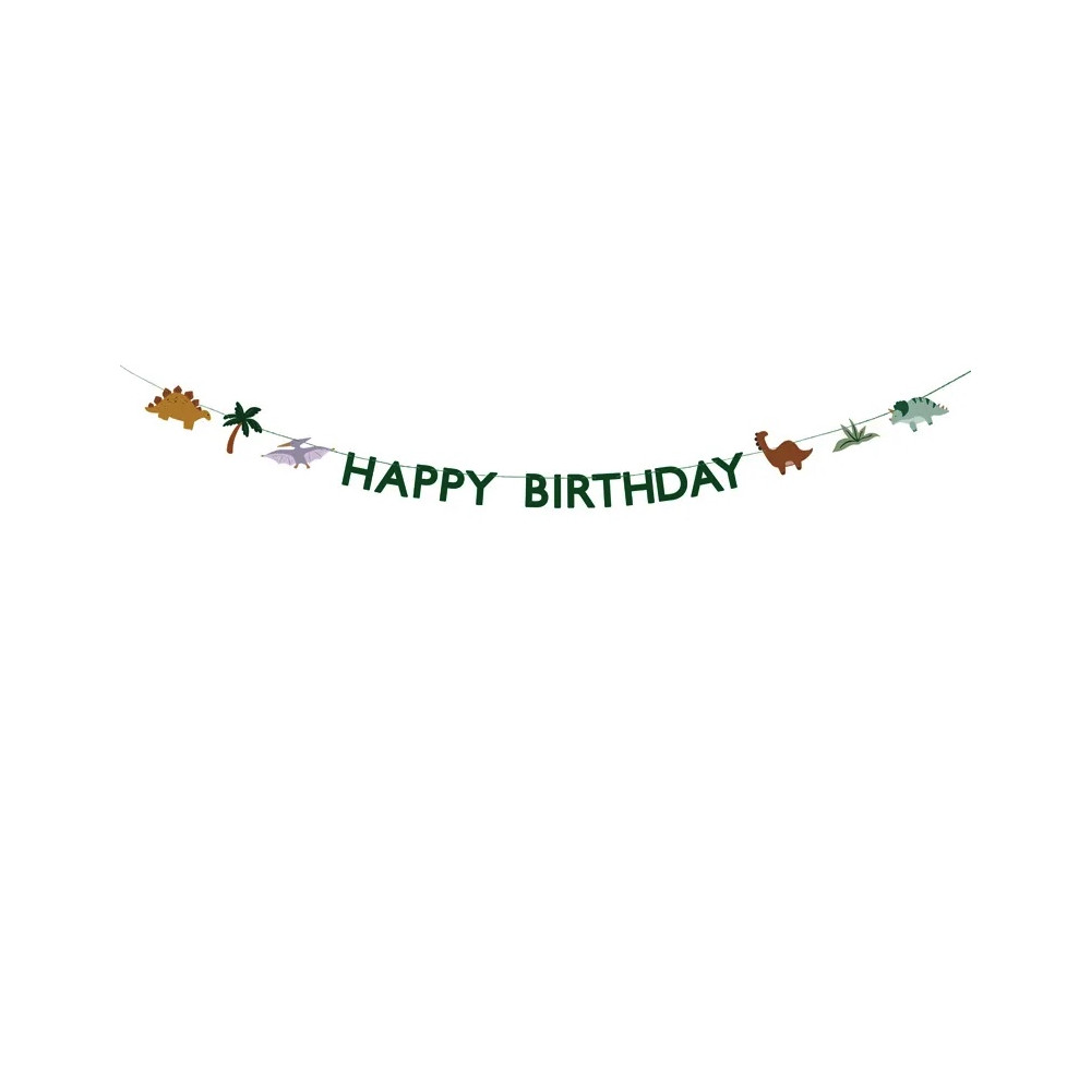 Baner Happy Birthday Dinozaury - zielony, 11 x 300 cm