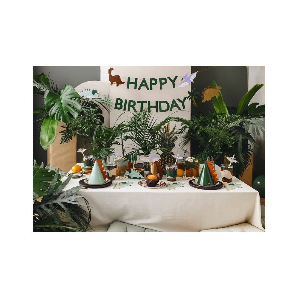 Baner Happy Birthday Dinozaury - zielony, 11 x 300 cm