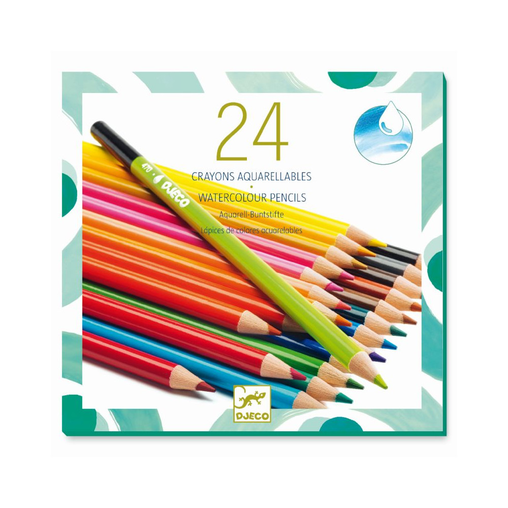 Set of watercolor pencils for kids - Djeco - 24 colors