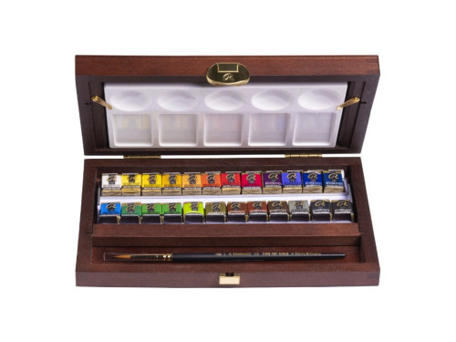 Set of Watercolour paints pans in wooden box Traditional - Rembrandt - 24 colors