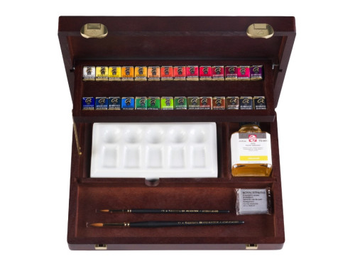 Set of Watercolour paints pans in wooden box Professional - Rembrandt - 28 colors