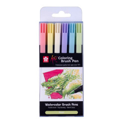 Zestaw pisaków pędzelkowych Koi Coloring Brush Pen Pastel - Sakura - 6 kolorów