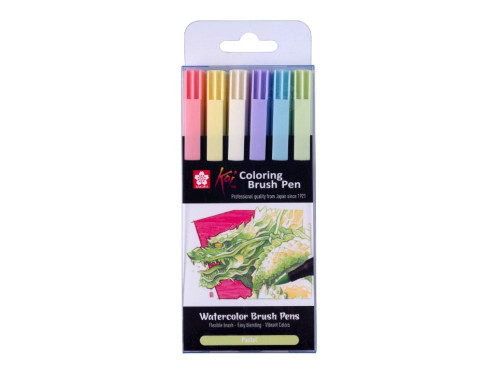Set of Koi Coloring Brush Pens - Sakura - 6 pcs.