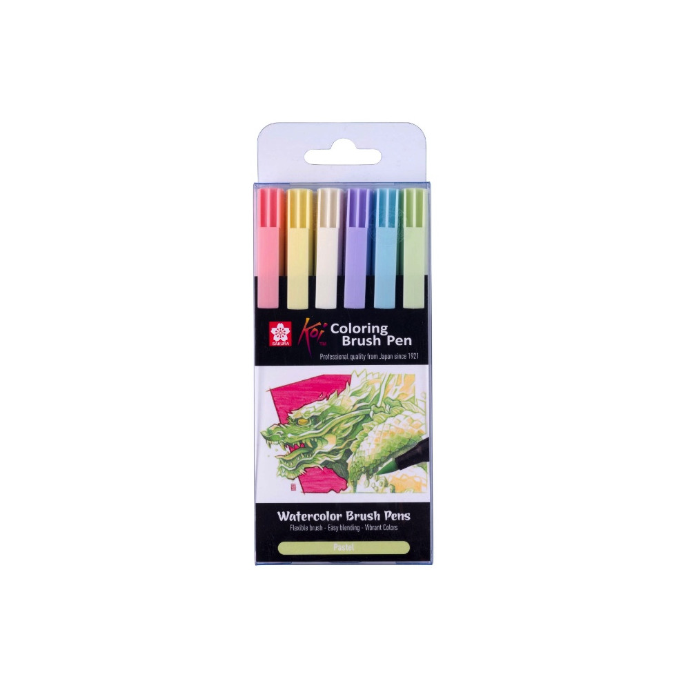 Set of Koi Coloring Brush Pens - Sakura - 6 pcs.