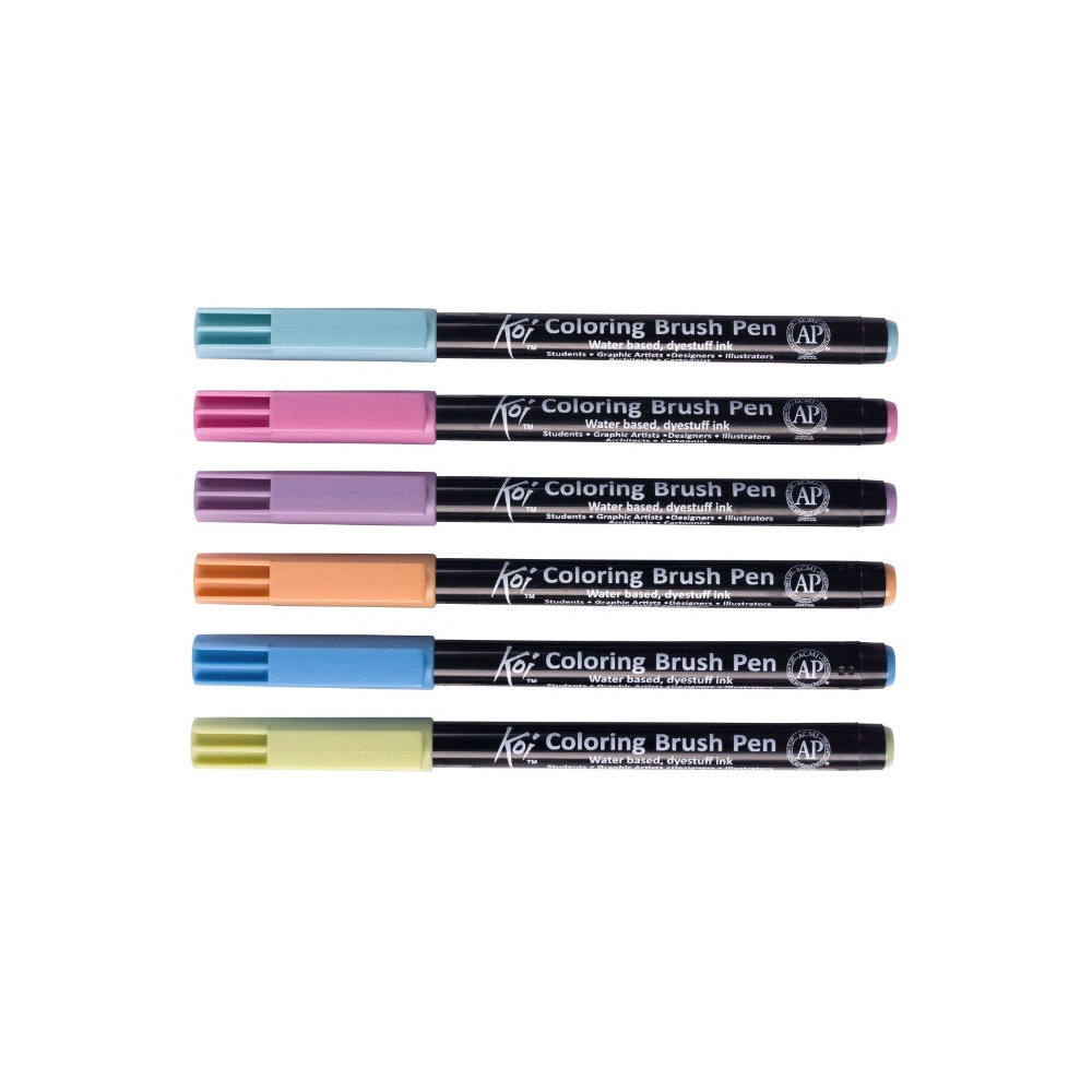 Zestaw pisaków pędzelkowych Koi Coloring Brush Pen Earth - Sakura - 6 kolorów