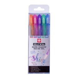 Zestaw długopisów żelowych Gelly Roll Silver Shadow - Sakura - 5 szt.