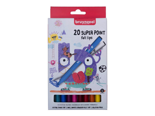 Set of Super Point Felt Tip pens for kids - Bruynzeel - 20 pcs.