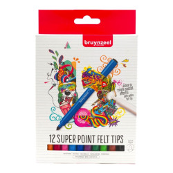 Set of Super Point Felt Tip pens - Bruynzeel - 12 pcs.