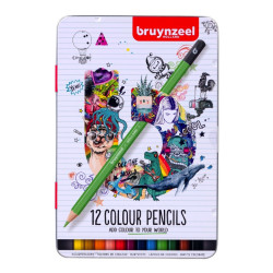 Set of colored pencils in metal tin - Bruynzeel - 12 colors