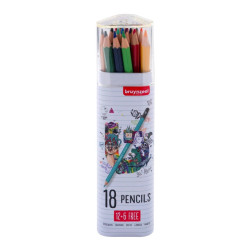 Zestaw kredek ołówkowych w metalowym etui - Bruynzeel - 18 kolorów