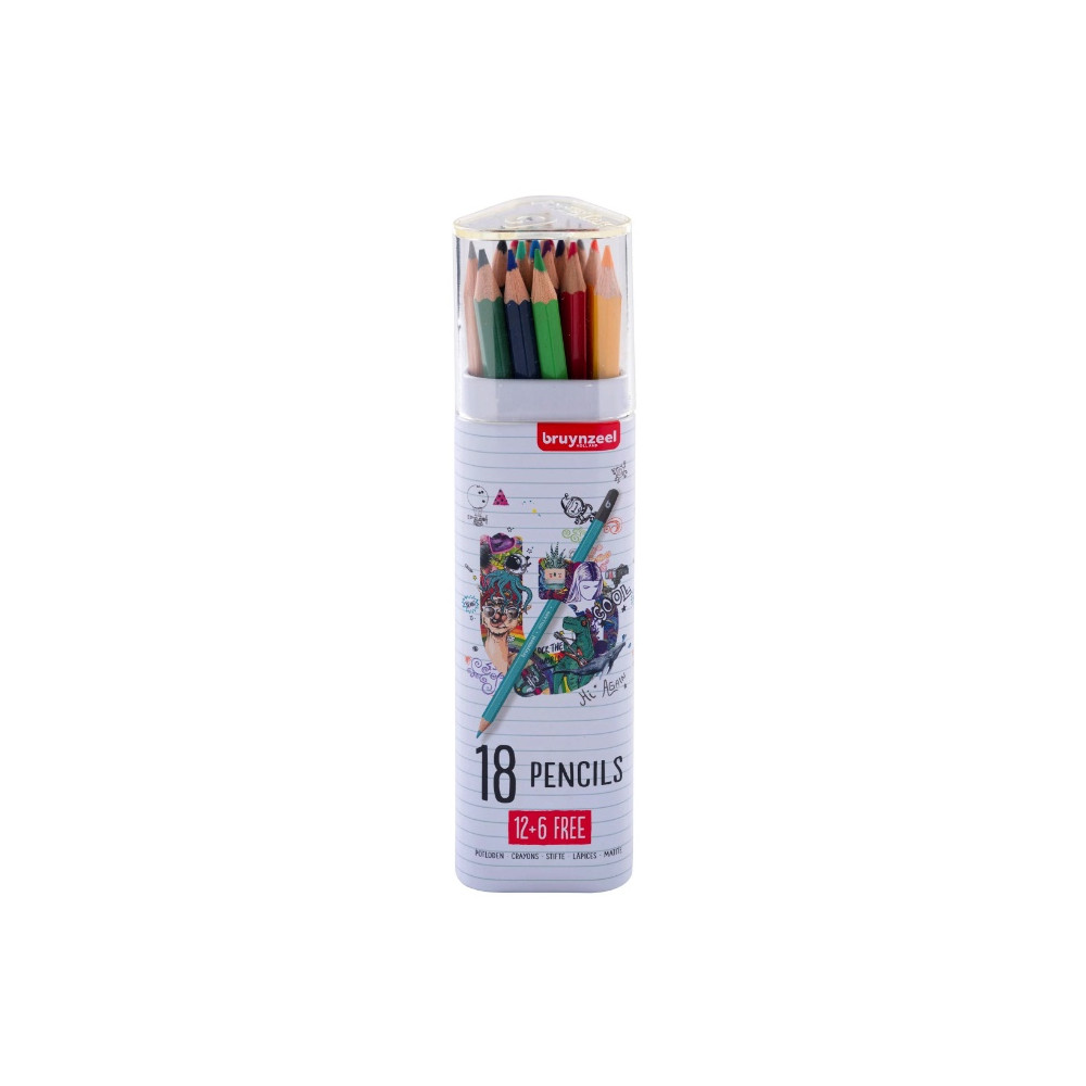Set of colored pencils in metal tin - Bruynzeel - 18 colors