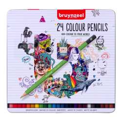 Set of colored pencils in metal tin - Bruynzeel - 24 colors