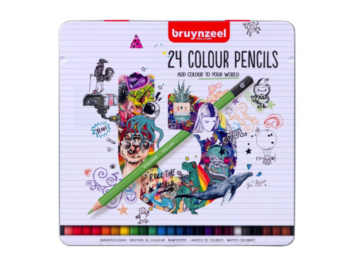 Zestaw kredek ołówkowych w metalowym etui - Bruynzeel - 24 kolory