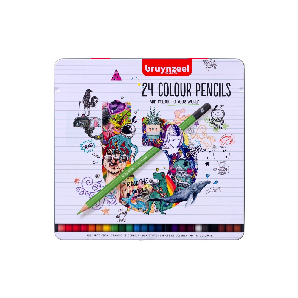 Set of colored pencils in metal tin - Bruynzeel - 24 colors