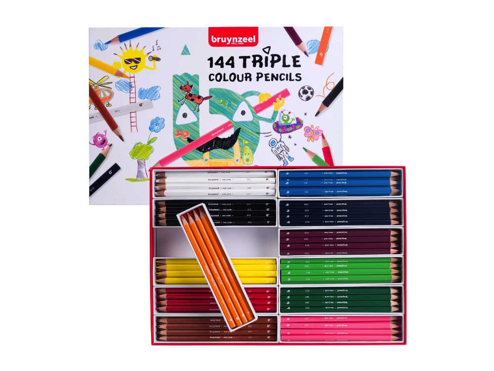 Set of Triple colored pencils for kids - Bruynzeel - 144 pcs.