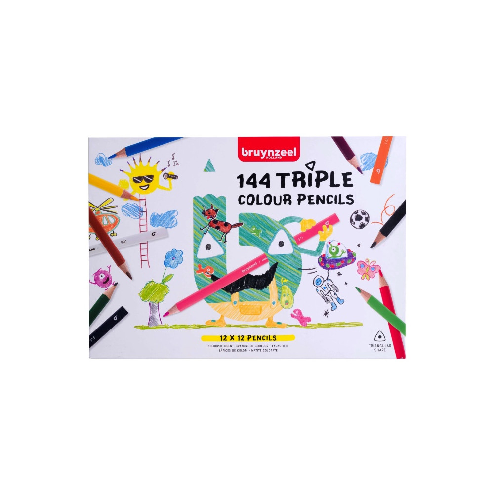 Zestaw kredek ołówkowych Triple dla dzieci - Bruynzeel - 144 szt.