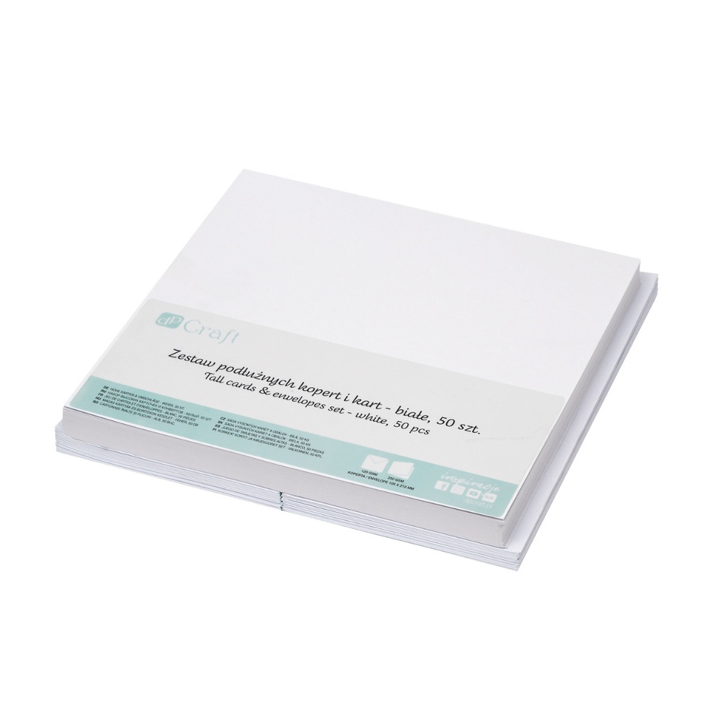 Tall cards and envelopes set - DpCraft - white, 50 pcs.